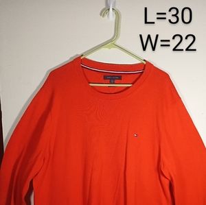 Tommy Hilfiger Shirt Mens 2XL Orange Athletic Crew Sweatshirt